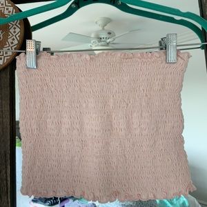 light pink ruffled tube top